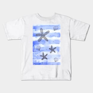 Starfish Pattern with Stripes Kids T-Shirt